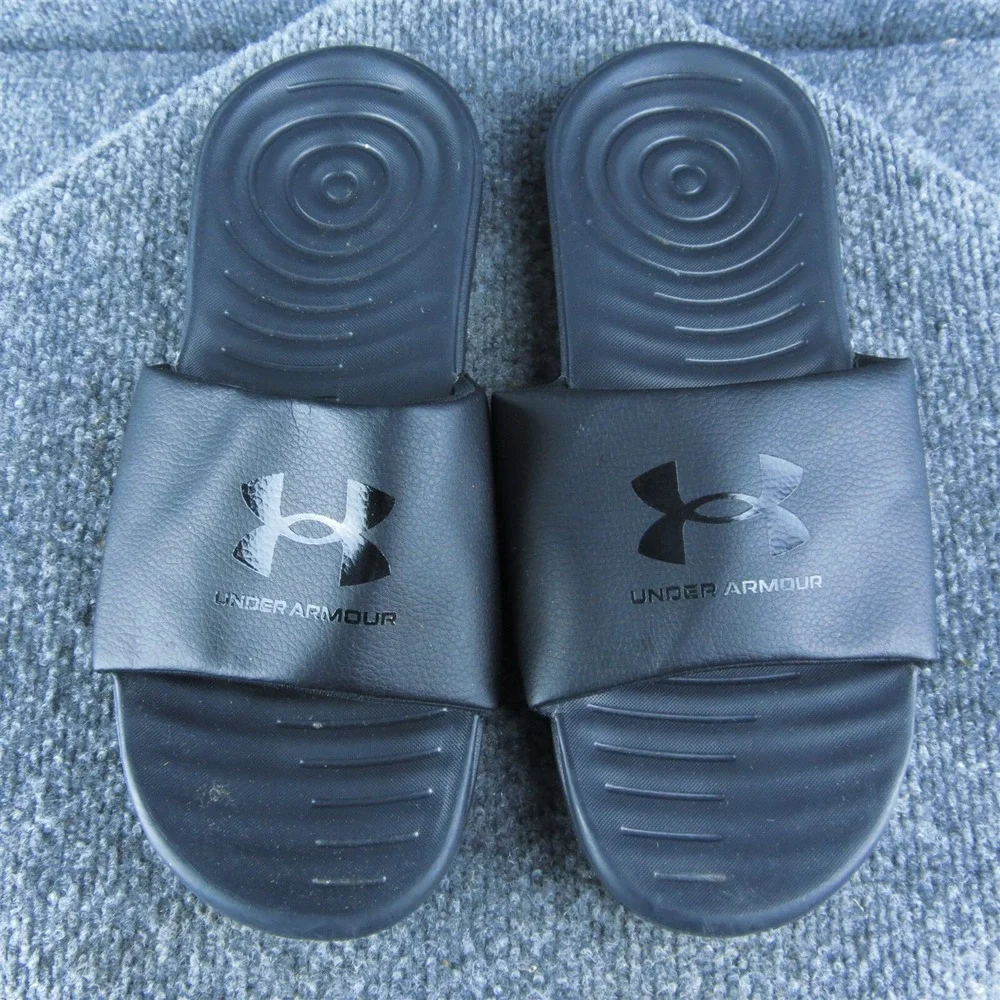 Under Armour Comfort Men Slide‎ Sandals Size 8 Medium Black Synthetic Slip On